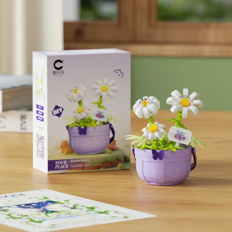 Christmas Gift Building Blocks - Creative Floral Basket Building, Fun Educational DIY Puzzle Toys