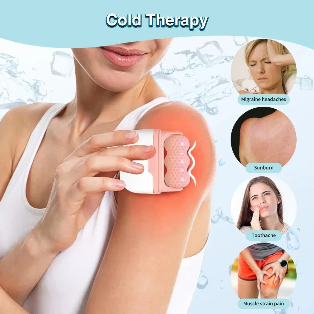 Double Head Ice Roller for Face Eye Puffiness Migraine Pain Relief Minor Injury Facial Cold Body Massage Roller Skin Beauty Tool