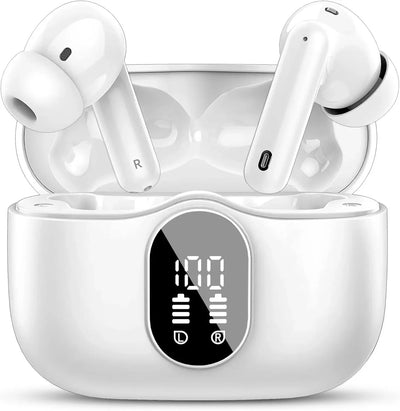 Wireless Earbuds with Bluetooth 5.3, In-Ear Headphones Featuring 4 ENC Mics and 36 Hours of Playtime, LED Display Included.