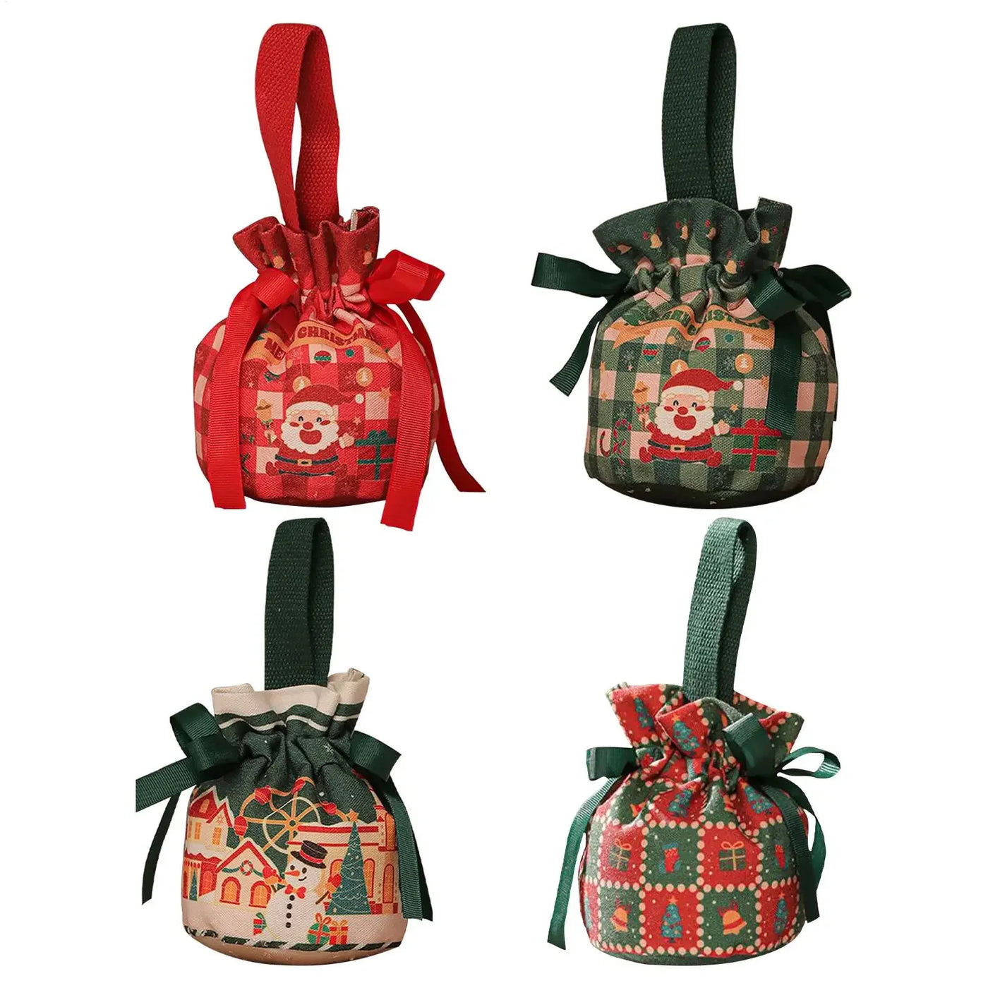 Christmas Gift Bag Candy Bags With Drawstrings Bow Cartoon Candy Packaging Box Party Supplies Linen Storage Bag Christmas decor