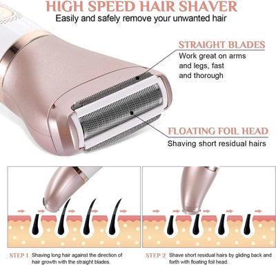 Electric Razor for Women, Painless 2 in 1 Wet & Dry Lady Shaver Portable Waterproof Bikini Trimmer Body Hair Removal
