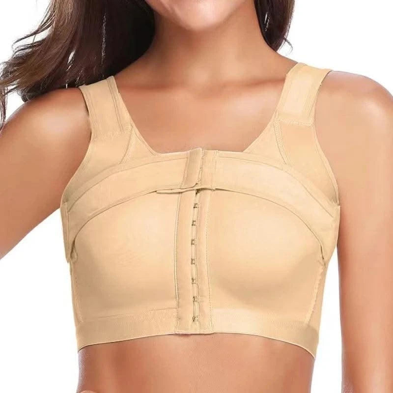 Dimmkof Front Buckle Closure Compression Bras Women's Adjustable Strap Posture Corrector Bras with Breast Support Band Shapewear