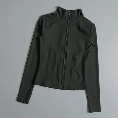 Gym Fitness Zip up Training   Running Workout Yoga Cropped Track Sport Jackets for Women