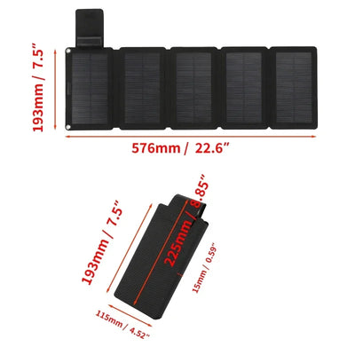 Foldable Solar Panel - Portable Plate Charger USB Full Time Power Solars Panels for Phone PowerBank Mobile Emergency Supply
