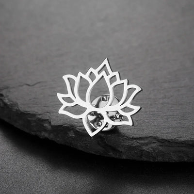 Dawapara Mandala Lotus Flower Brooch Lapel Pin Buddhism Spiritual Jewelry Fashion Stainless Steel Accessories