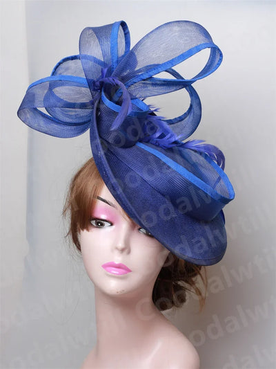 Royal Ascot Red Hair Fascinator Veils Hat Women Church Wedding Fascinaors Hat Headband Feather Derby Headpiece Ladies Chapeau