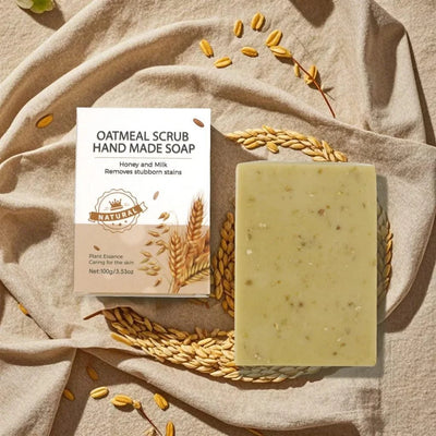 1/2/4/6Pcs Handmade Oat Soap,Natural,Gentle,Non Irritating, Brightening, Exfoliating, Body And Facial Cleansing, Whitening Soap