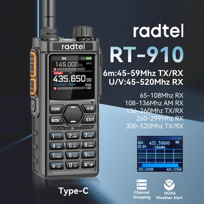 Radtel RT-910 45-59Mhz Full Band Walkie Talkie with 960 Channels Portable Ham Radio NOAA Spectrum Analyzer AM FM