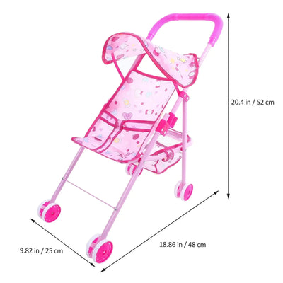 1Pc Stroller Toys Kids Play Stroller Foldable Doll Stroller With Basket Baby Doll Stroller Play Game Accessories Small Stroller