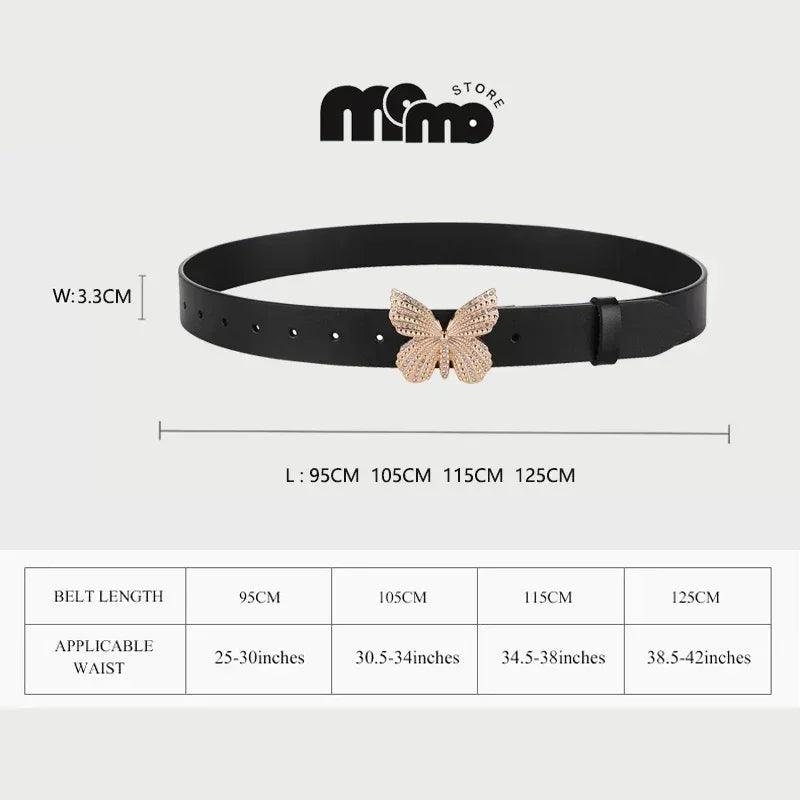 Fashion leather belts for women| belt butterfly fairy core punk goth buckle grommet | waist accessories