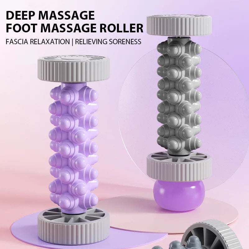 Foot Massager Roller Yoga Massage Plantar Fascia Roller Fitness Muscle Relaxation Rolling Stick Plastic Manual Foot Massager 1pc