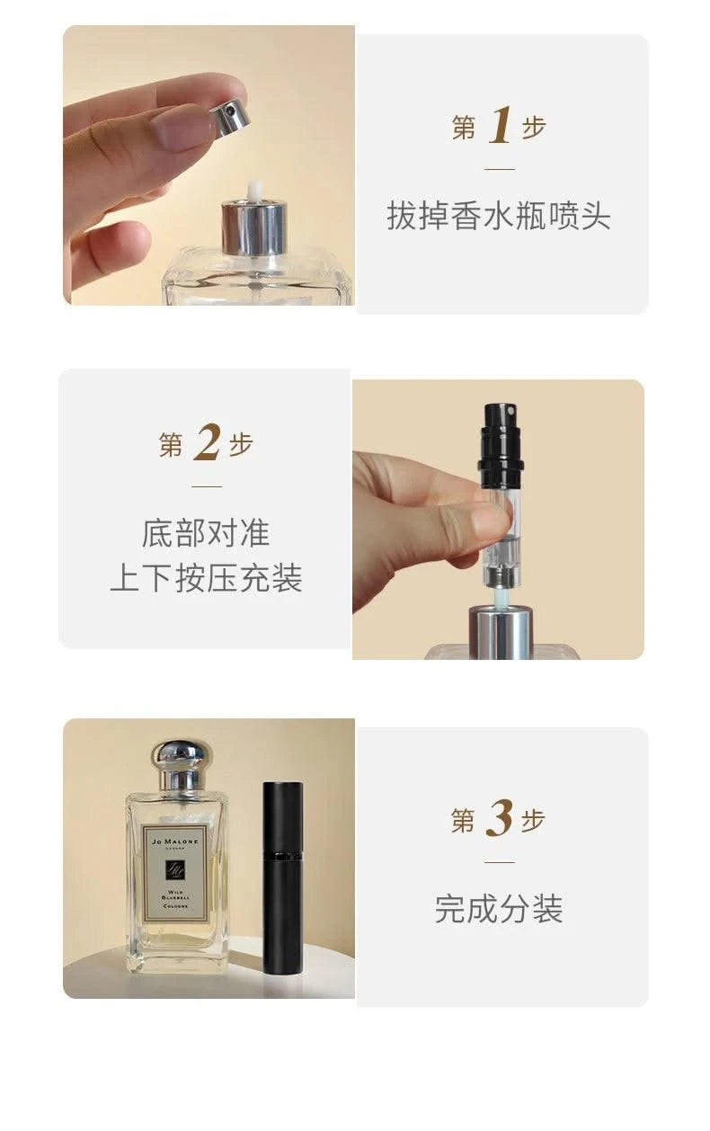 Portable Luxurious 9ml Travel Perfume Bottle Rosted Metal Shell Bottom Filling Sample Delicate Spray Empty Perfume Dispenser