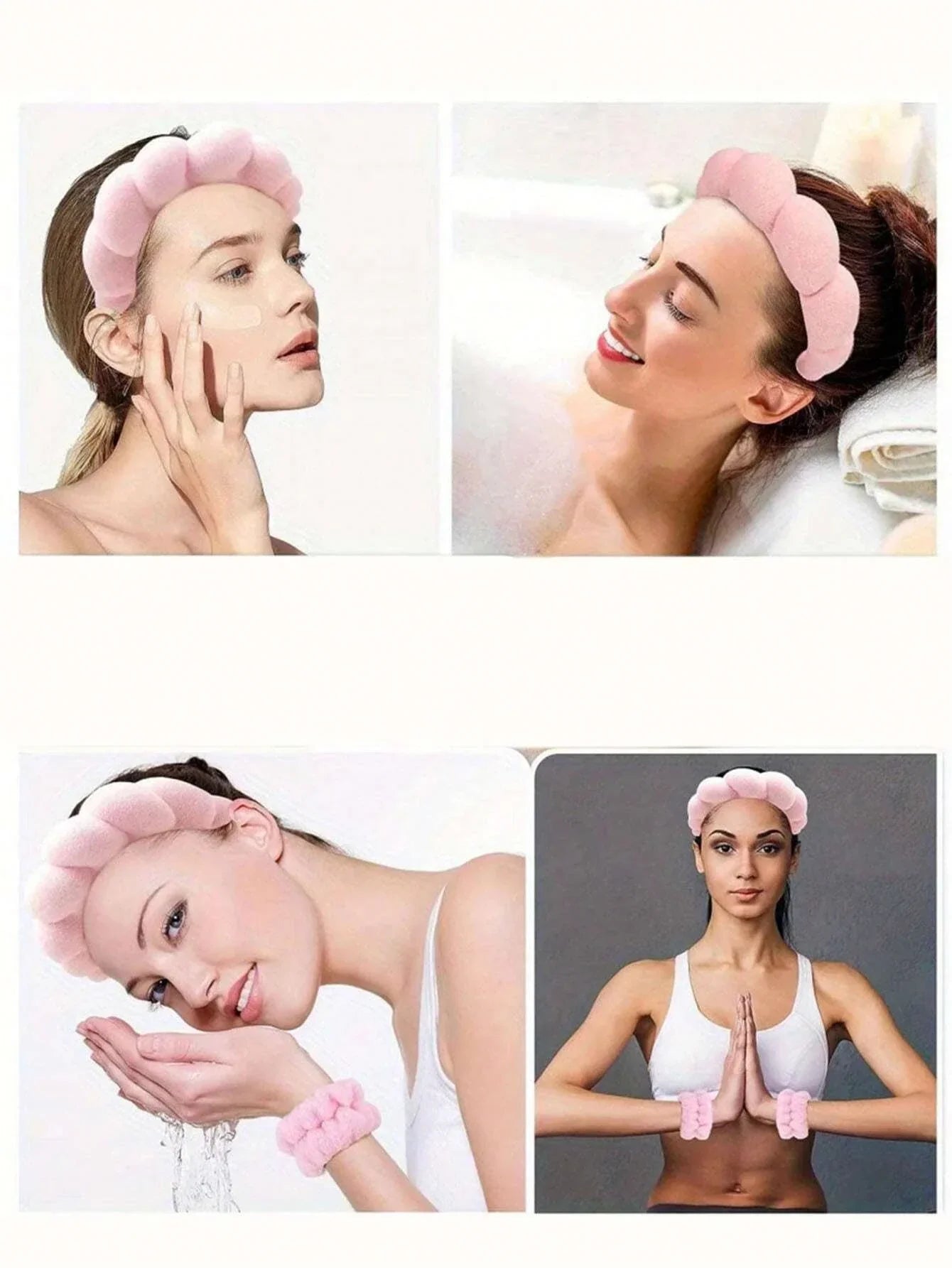 3 Piece Luxury Fiber Spa Headband and Wristband Set - Soft and Comfortable - Face Wash, Makeup Women's Hair Accessories Set