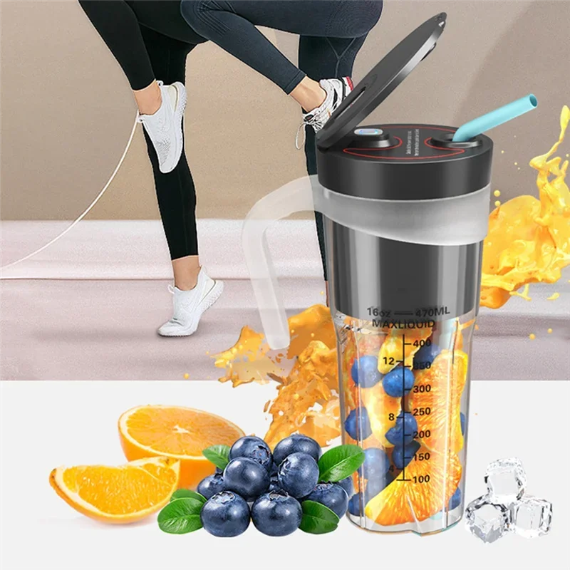Portable Smoothies Blender Electric Juice Blender Rechargeable Portable Blender For Smoothies Fruits Blender Easy To Use Black-A