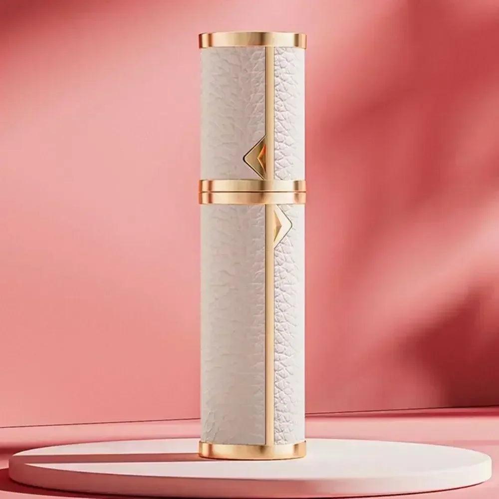 Luxury bottom-filled perfume bottle aluminum self-pumping 5ml real leather spray cologne moisturizer fragrance