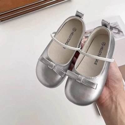Children Princess Shoes Elastic Band Shallow Soft Little Girl's Ballet Flats Four Colors 23-32 Leisure Pu Leather Kids Shoes