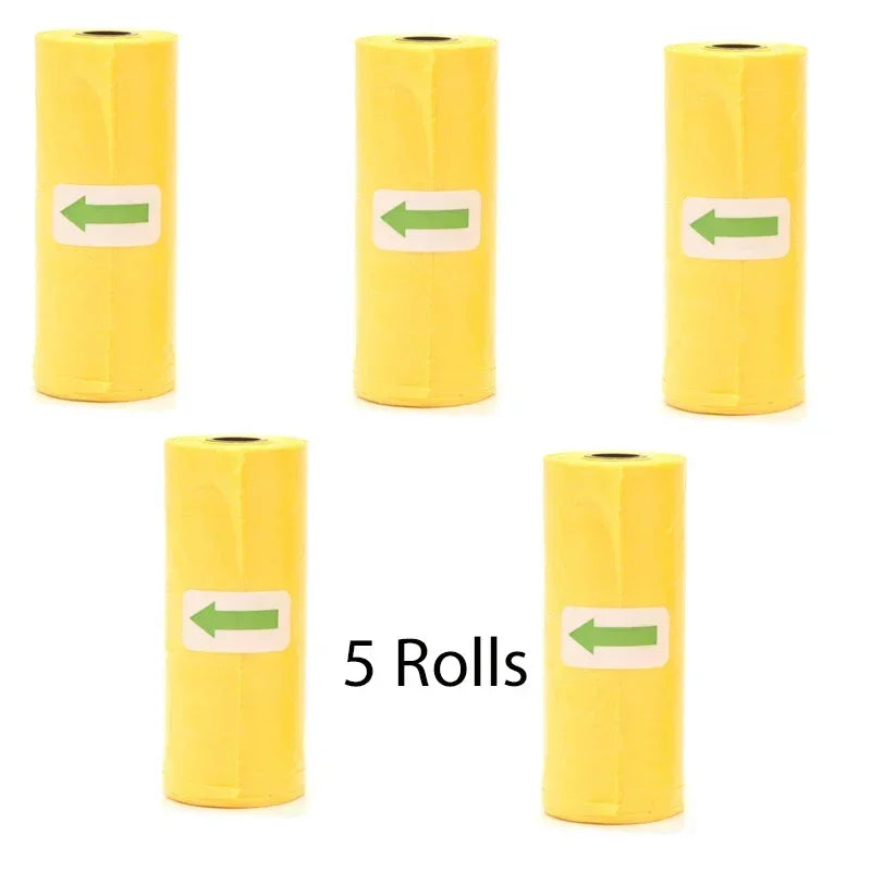 Disposable Pet Poop Bags Dog Poop Bag Bone Dispenser with Leash Clip Puppy Dog Products Supplies 5Roll(75Pcs) Bags