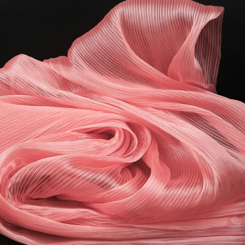 Bright Wrinkled Texture Organza Fabric for Wedding Decoration Background Yarn Floral Design Plastic Fabrics Cloth Diy Sewing