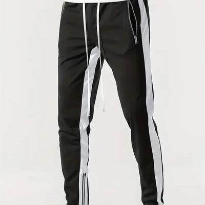 Men Sweatshirts Jogging Pants Men Casual Pants Men Stylish Color Block Zip Pockets Drawstring Sports Skinny Pants Trousers Pants
