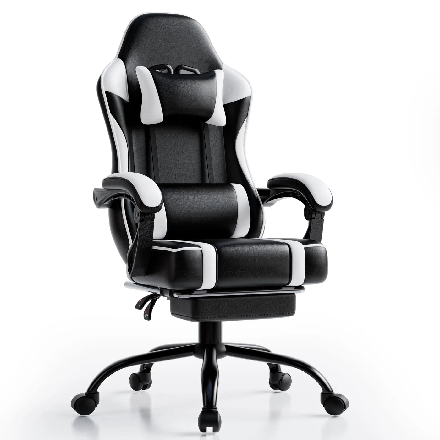 Ergonomic Gaming Chair with Footrest, High-Back Video Game Chair Computer Chair, Office Chair with Headrest and Lumbar, PU Leath