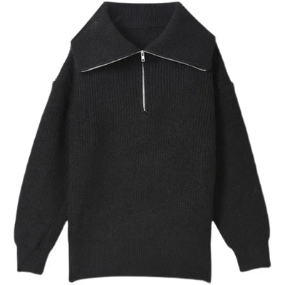 Women's Sweaters 2025 Autumn Winter Long Sleeve Top Loose Knitted Turtleneck Zipper Fashion Pullover Women Oversized Sweater