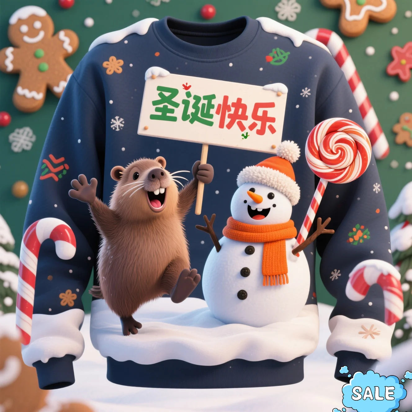 2025 Animal Ugly Christmas Sweaters 3D Funny Hat Capybara Printed Holiday Party Xmas Sweatshirt For Party Xmas Kids Sweatshirts