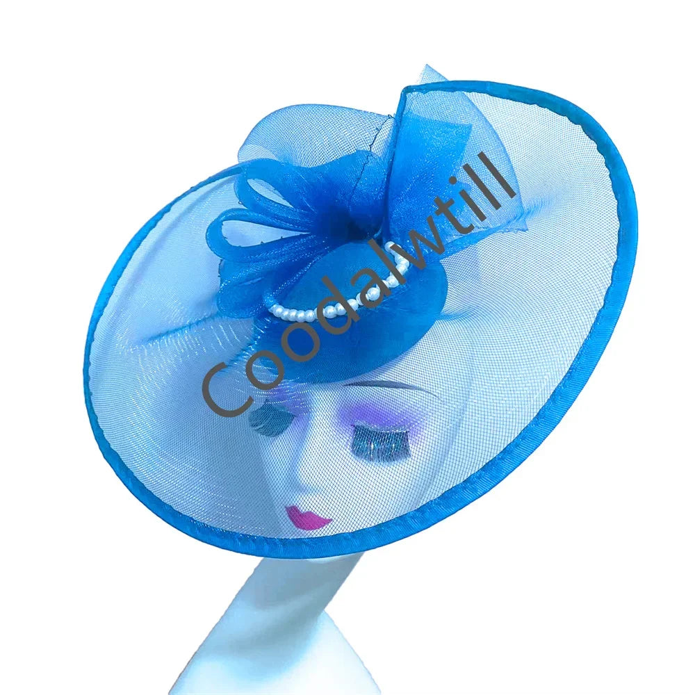 Large Flower Feather Hat Fascinator Headband Women Wedding Party Tea Headpiece Royal Ascot Prom Chapeau Cap Ladies Bride Pillbox