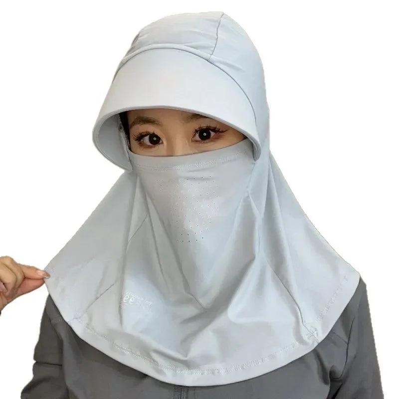 New sunscreen hat for women in summer, neck protection, face protection, cycling, sun hat, UV protection, face mask integrated