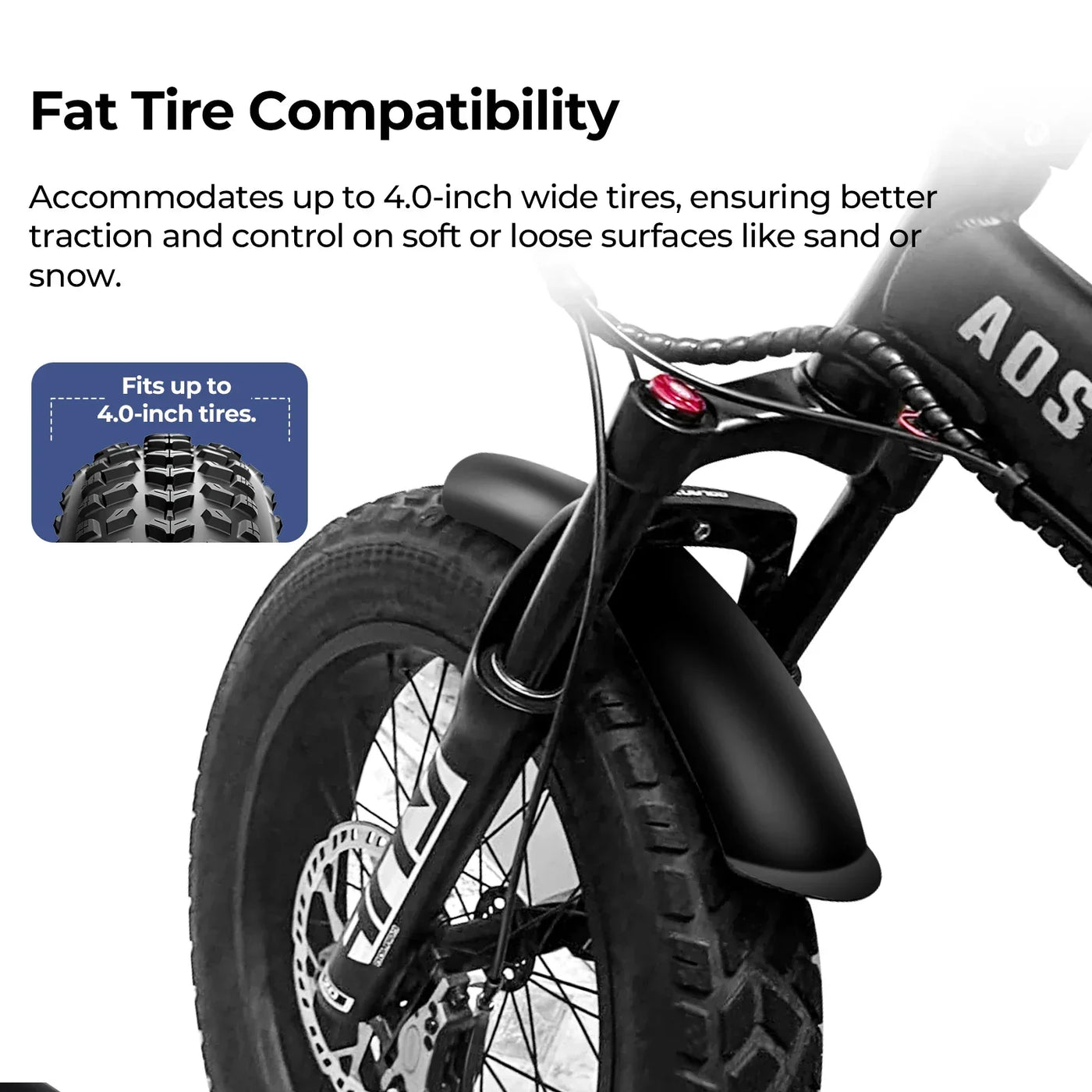 BOLANY Snow Bike Fat Front Fork 20x4.0 with Magnesium Alloy Hook 120mm Travel Air Suspension Compatible E-Bike Mountain Bike