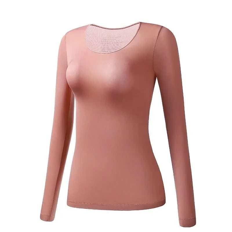 Women's Thermal Underwear Autumn Winter Bottoming Shirt Long-sleeved T-shirt Thin Thermal Top Second Women's Thermal Skin L-XL