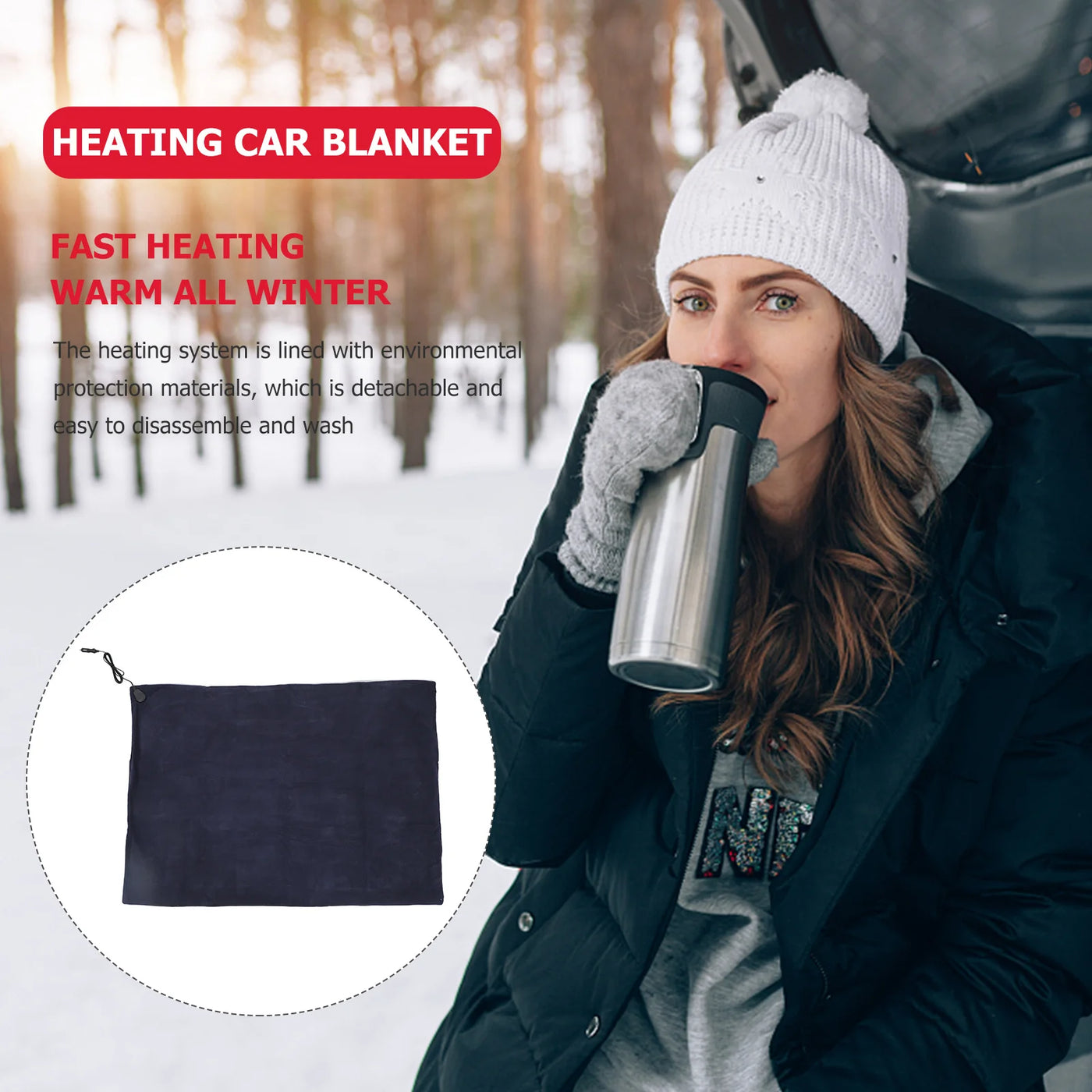 Electric Heated 12V Fast Heating Car Blanket With Overheat Protection For Driver Passenger Warm Travel Auto Seat Cover Mat Car