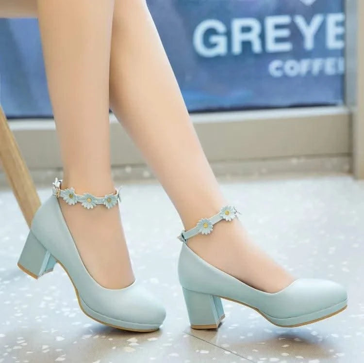 Platform Pump High Heels(30-43) With Fashion Flowers for Children, Girls | Kids Princess Sandals | Party  | Wedding