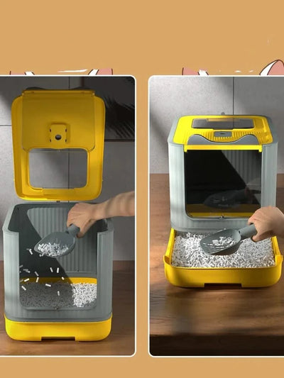 Pet UV Lights Top Drawer Litter Pan Fully Enclosed with In/out Door Control Disinfecting and Deodorizing For Cat Cat Litter Box