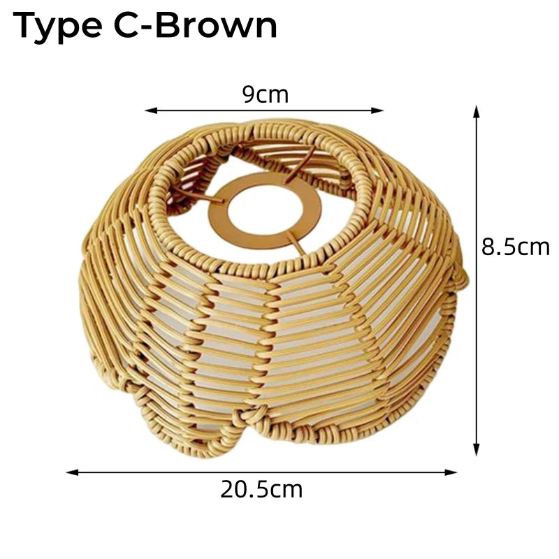 Woven Lantern LED  Hanging Light Lampshade Simulated Rattan Ceiling Pendant Lamp Shade Bedroom Dining Room Chandelier Lamp Cover
