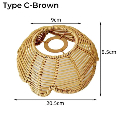 Woven Lantern LED  Hanging Light Lampshade Simulated Rattan Ceiling Pendant Lamp Shade Bedroom Dining Room Chandelier Lamp Cover