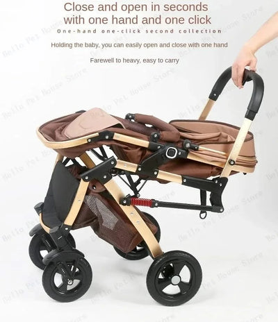 3-in-1 Twin Baby Stroller with Car Seat,portable Foldable Baby Stroller High View Newborn Baby Stroller Can Sit and Lie