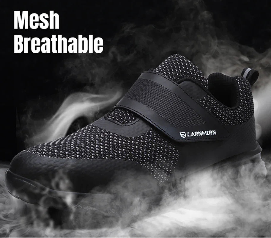 LARNMERN Men's Safety Shoes Steel Toe Construction Protective Footwear Lightweight 3D Shockproof Work Sneaker Shoes Size 42