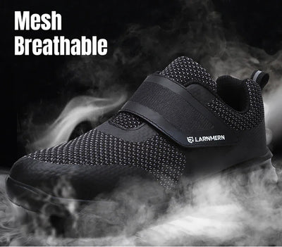 LARNMERN Men's Safety Shoes Steel Toe Construction Protective Footwear Lightweight 3D Shockproof Work Sneaker Shoes Size 42