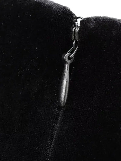 Women's Draped Velvet Midi Dress with Buttons, V Neck, Sleeveless, Female Dresses, Chic Fashion