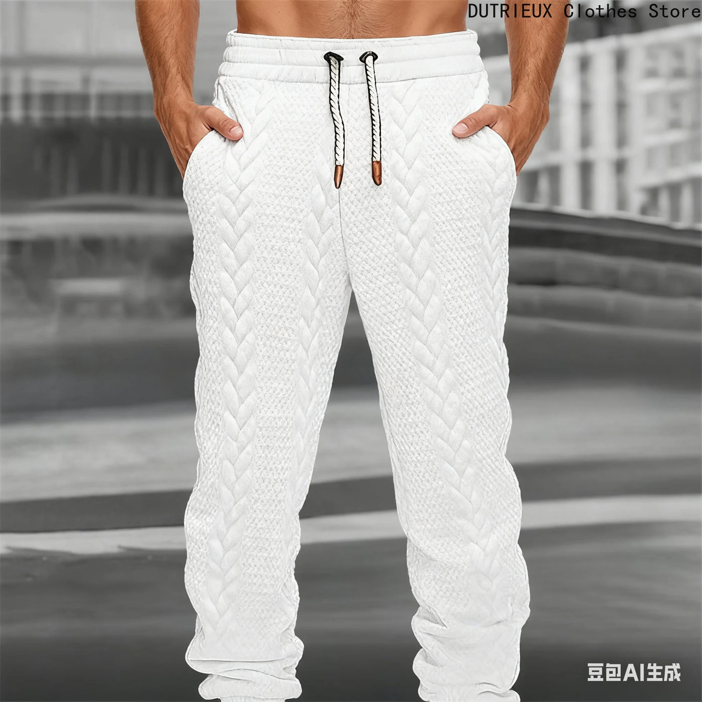 Men's Jacquard Trousers for Autumn & Winter, Soft Comfortable Casual Sportswear Pants Fashionable Street Business Attire for Men