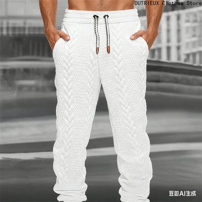 Men's Jacquard Trousers for Autumn & Winter, Soft Comfortable Casual Sportswear Pants Fashionable Street Business Attire for Men