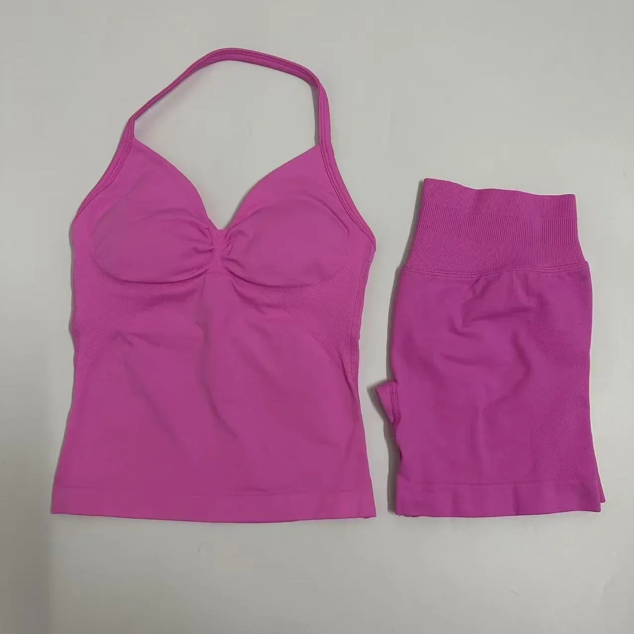 Women Yoga Set Seamless Yoga Longline Strappy Tank Top