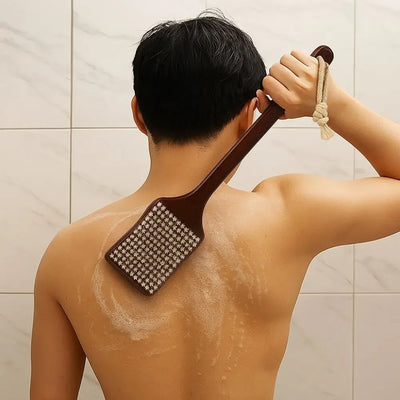 Skin Care Wood Long Handle Brush Ergonomic Self Care Bath Exfoliating Brush Soft Bristles Massage Brush Skin Cleanser