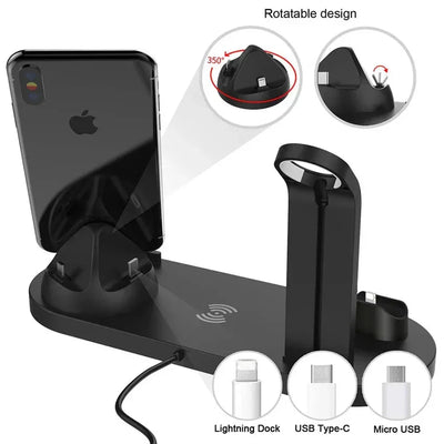 Universal Wireless Charging Station for iPhone 16, 15, 14, 13, 12, 11 Pro Max/Pro/Mini/Plus & for AirPods Pro 2 - Quick Charge