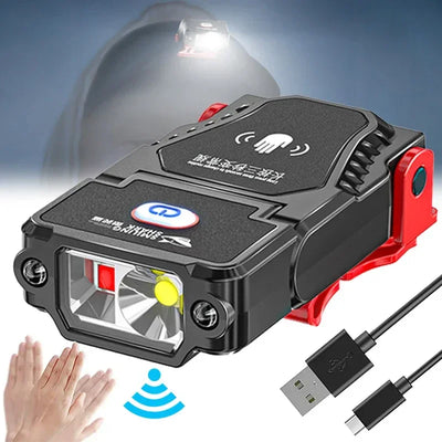 Mini Sensor LED Headlamp Adjustable Angle Hat Cap Clip Lights Waterproof USB Rechargeable Lamp Outdoor Camping Fishing Headlight