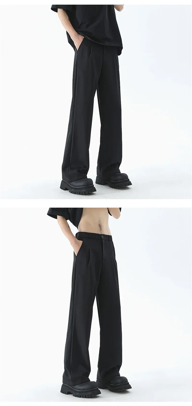 Men's Wide Leg Pants Thin Man Black Comfortable Pant Summer Casual Streetwear Loose Trouser Japanese 5XL Trendy Fashion