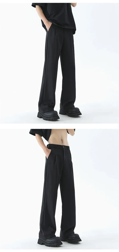 Men's Wide Leg Pants Thin Man Black Comfortable Pant Summer Casual Streetwear Loose Trouser Japanese 5XL Trendy Fashion