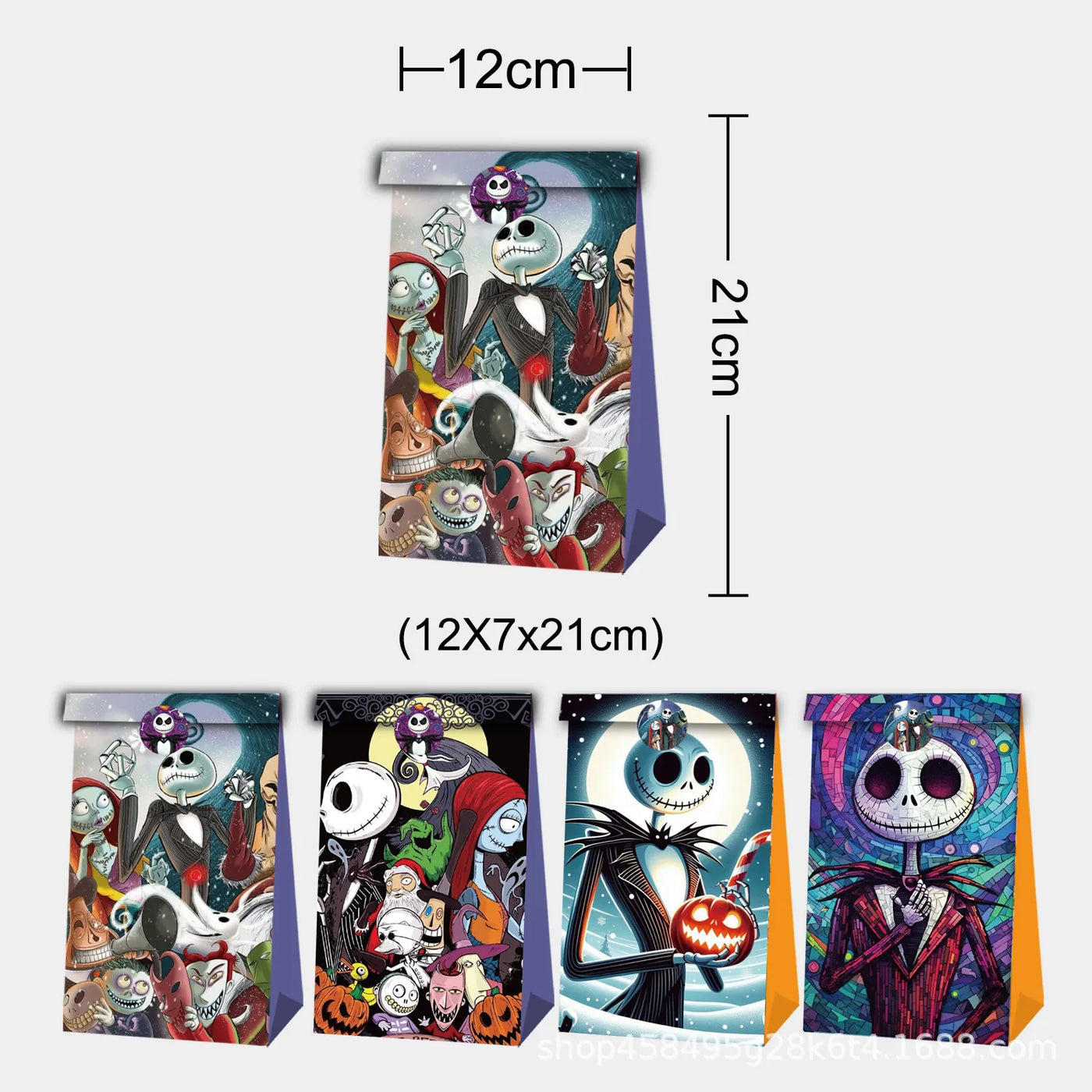 The Nightmare Before Christmas Party Gift Bag Creative Bag Cartoon Pattern Candy Sack Kraft Candy Bags Halloween Party Supplies