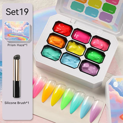 UR SUGAR 4 In 1 Pat Painting Gel Nail Polish Set 9 Colors Semi Permanent Soak Off UV LED Nails With Sponge Gradient For Nail DIY