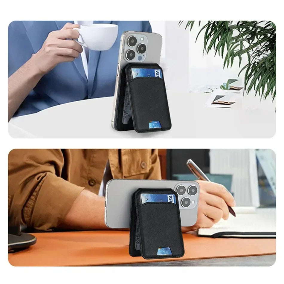 Magsafe Card Wallet Phone Stand PU Leather Magnetic Card Holder  Phone Cases Bracket Stand with Kickstand for IPhone 13/14/15/16